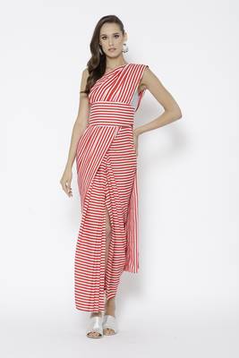 White Ready To Wear Saree Poly Georgette saree 1