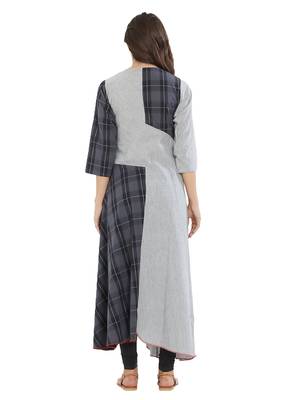 Grey printed cotton kurti 2