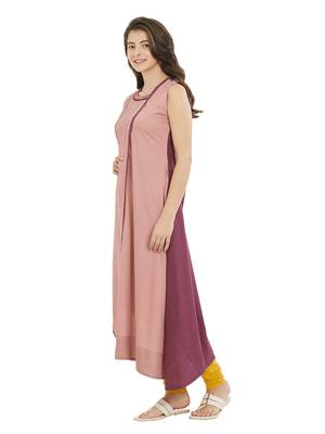 Purple printed cotton kurti 3