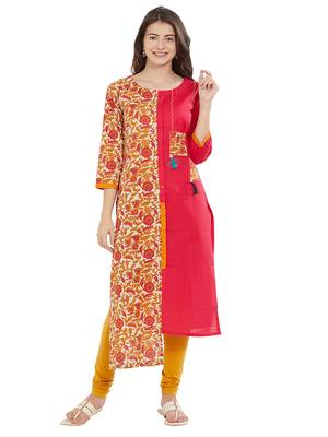 Red printed cotton kurti 1