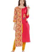 Red printed cotton kurti
