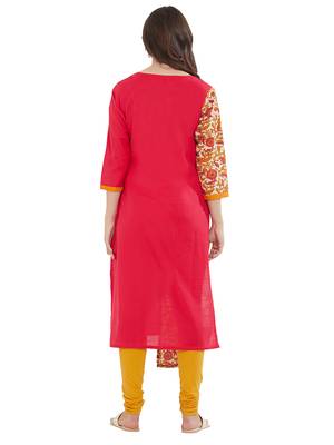 Red printed cotton kurti 2