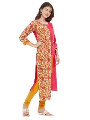 Red printed cotton kurti 3