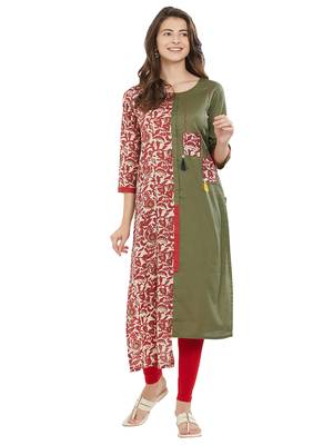 Grey printed cotton kurti 1