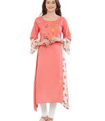 Pink printed rayon kurti