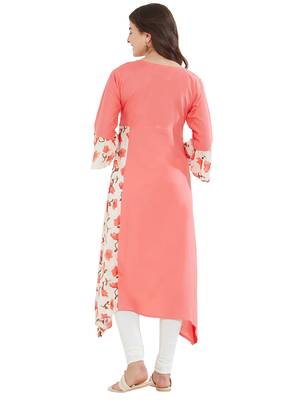 Pink printed rayon kurti 2