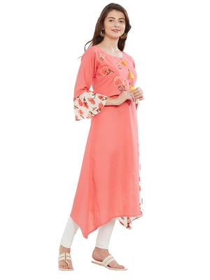 Pink printed rayon kurti 3