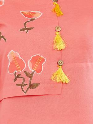 Pink printed rayon kurti 4