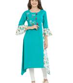 Green printed rayon kurti