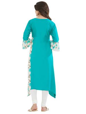 Green printed rayon kurti 2