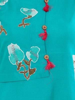 Green printed rayon kurti 4