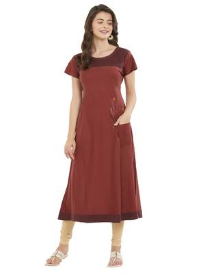 Maroon embroidered cotton kurti 1