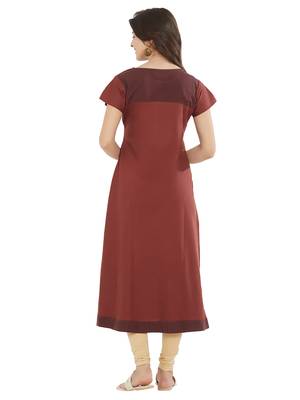 Maroon embroidered cotton kurti 2