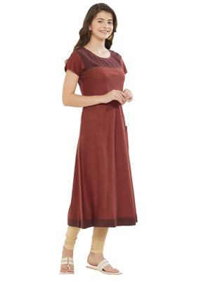 Maroon embroidered cotton kurti 3