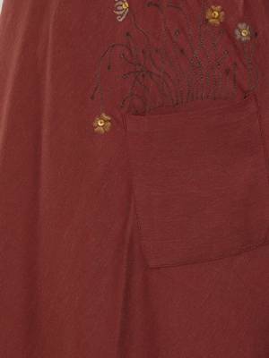 Maroon embroidered cotton kurti 4