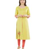 Yellow printed cotton kurti