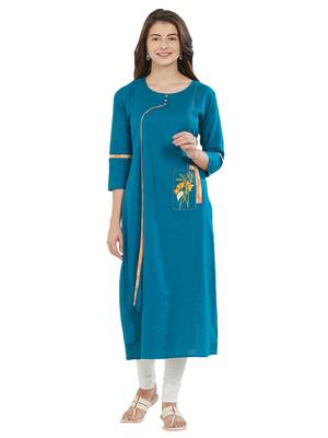 Blue printed cotton kurti 1