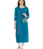 Blue printed cotton kurti