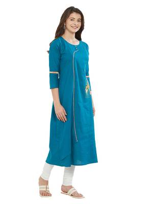 Blue printed cotton kurti 3