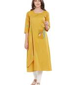 Yellow printed cotton kurti