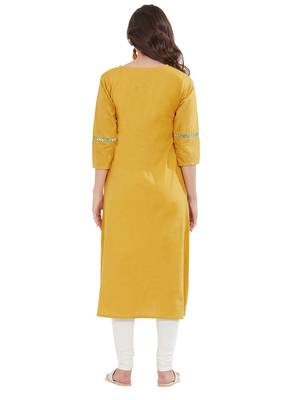 Yellow printed cotton kurti 2