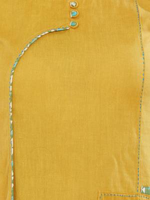 Yellow printed cotton kurti 4