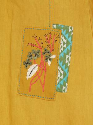 Yellow printed cotton kurti 5