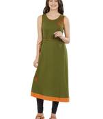 Green embroidered cotton kurti