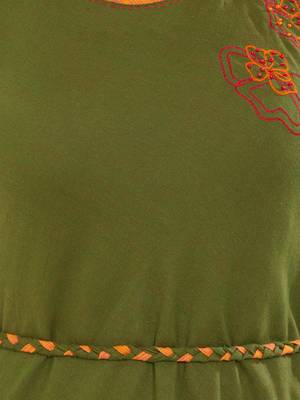 Green embroidered cotton kurti 5