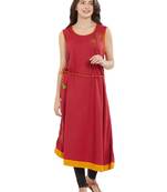 Red embroidered cotton kurti