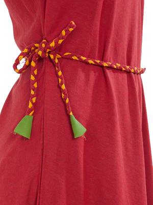 Red embroidered cotton kurti 4