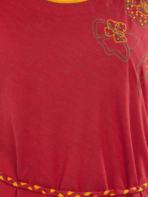 Red embroidered cotton kurti 5