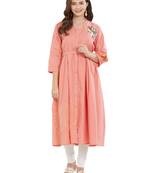 Pink embroidered cotton kurti