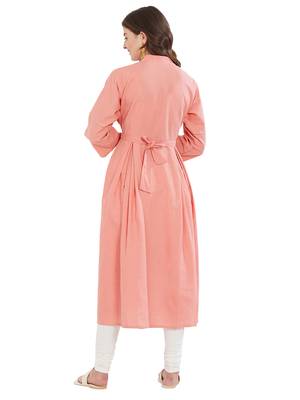 Pink embroidered cotton kurti 2