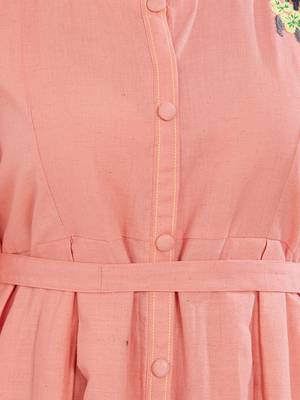 Pink embroidered cotton kurti 5