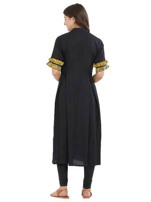 Yellow plain cotton kurti 2