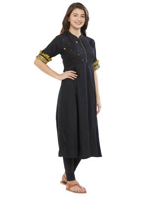 Yellow plain cotton kurti 3