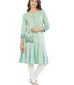 Green printed cotton kurti