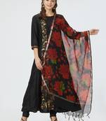 Black printed silk salwar with dupatta
