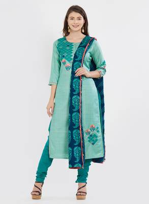 Sky-blue embroidered silk salwar with dupatta 1
