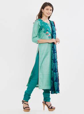 Sky-blue embroidered silk salwar with dupatta 3