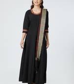 Black embroidered silk salwar with dupatta