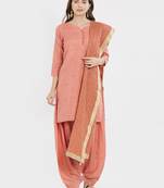 Pink embroidered silk salwar with dupatta