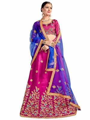 Pink Embroidered Silk Lehenga With Dupatta 1