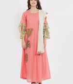 Pink embroidered silk salwar with dupatta