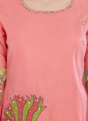 Pink embroidered silk salwar with dupatta 4
