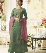 Green embroidered silk salwar with dupatta