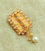 Lalso Stylish Beige Meenakari AD Zircon Matt Finish Saree Pin Brooch - LMSP01_BG