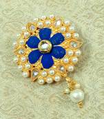 Lalso Stylish Blue Meenakari AD Zircon Matt Finish Saree Pin Brooch - LMSP02_BL