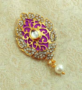 Lalso Stylish Purple Meenakari Kundan Stone Saree Pin Brooch - LSSP01_PL 1